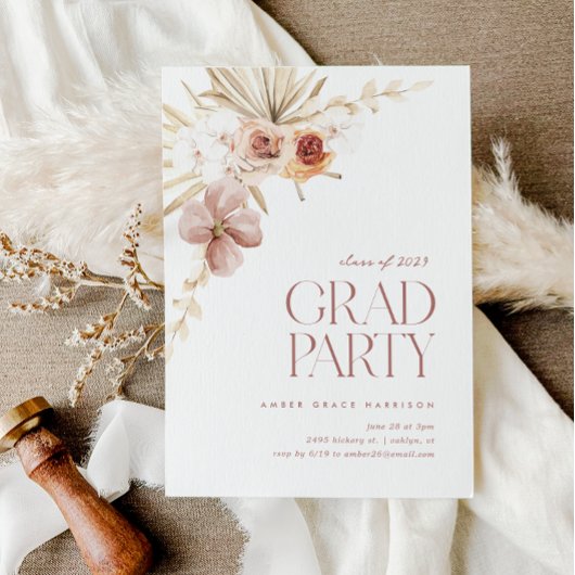 Elegant Boho Floral Grad Party | ABSCHLUSS Einladung