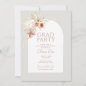 Elegant Boho Floral Grad Party Einladung (Vorderseite)
