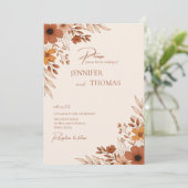 Elegant boho Floral Hand-Drawn Wedding Einladung (Stehend Vorderseite)