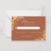 Elegant boho Floral Hand-Drawn Wedding RSVP Mitteilungskarte (Vorderseite)