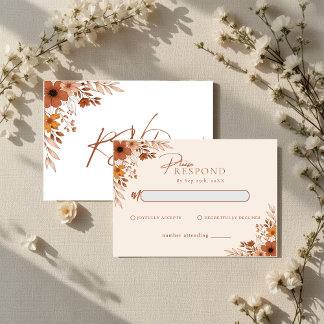 Elegant boho Floral Hand-Drawn Wedding RSVP Mitteilungskarte