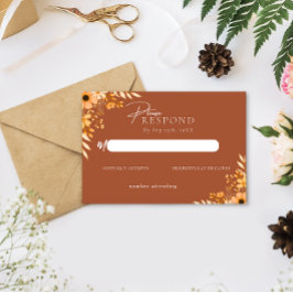 Elegant boho Floral Hand-Drawn Wedding RSVP Mitteilungskarte