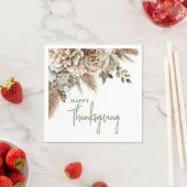 Elegant Boho Floral Happy Thanksgiving Serviette (Beispiel)