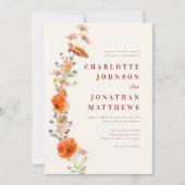 Elegant Boho Floral Hochzeit im Herbst Einladung (Vorderseite)