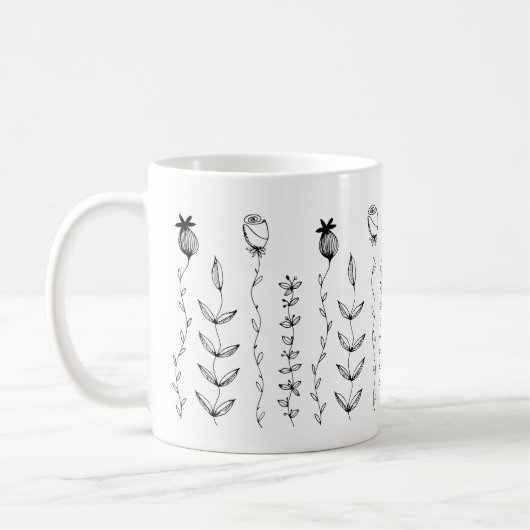 Elegant Boho Floral Illustration Kaffeetasse (Links)
