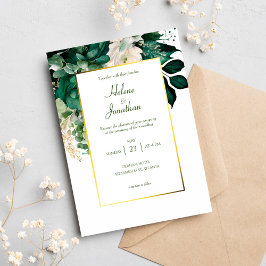 Elegant Boho Floral Modern Emerald Green Wedding Einladung