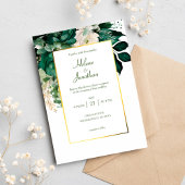 Elegant Boho Floral Modern Emerald Green Wedding Einladung