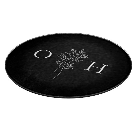 Elegant Boho Floral Monogram Cutting Board Schneidebrett (Ecke)