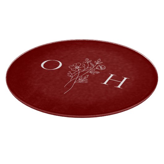 Elegant Boho Floral Monogram Schneidebrett (Ecke)