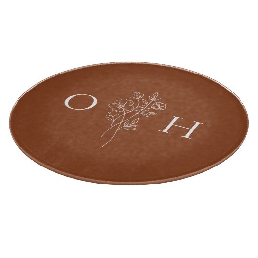 Elegant Boho Floral Monogram Schneidebrett (Ecke)