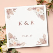 Elegant Boho Floral Monogram Wedding Serviette