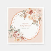 Elegant Boho Floral Neutral Baby Shower Napkins Serviette (Vorderseite)
