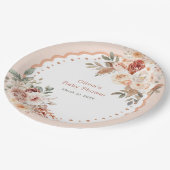 Elegant Boho Floral Neutral Baby Shower Pappteller (Schrägansicht)