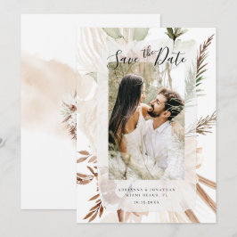 Elegant Boho Floral Pampas Foto Save The Date