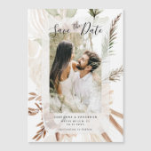 Elegant Boho Floral Pampas Foto Save the Date Magneteinladung (Vorderseite)