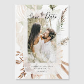 Elegant Boho Floral Pampas Foto Save the Date Magneteinladung (Vorderseite)