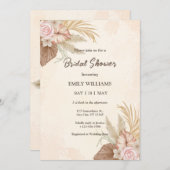 Elegant Boho Floral Pampas Grass Bridal Shower Einladung (Vorne/Hinten)