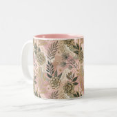 Elegant Boho Floral Pattern Zweifarbige Tasse (Vorderseite Links)