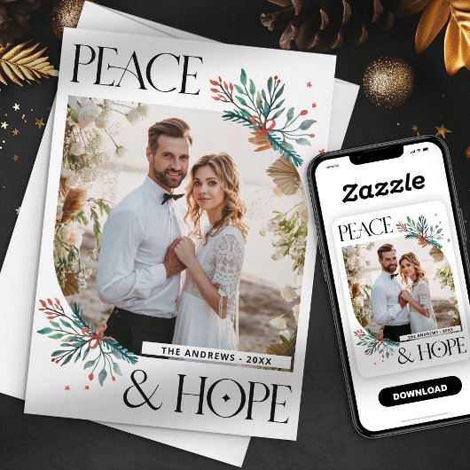 Elegant Boho Floral Peace & Hope Weihnachten