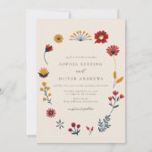 Elegant Boho Floral QR Code Foto Wedding Einladung (Vorderseite)