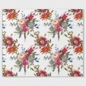 Elegant Boho Floral Red Botanical Wedding Geschenk Geschenkpapier (Flach)