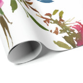 Elegant Boho Floral Red Botanical Wedding Geschenk Geschenkpapier (Rolleneckpunkt)