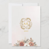 Elegant Boho Floral Rose Soft Pink Modern Wedding  Einladung (Rückseite)