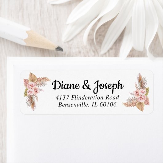 Elegant Boho Floral Rustic Wedding Rücksendeadress (Insitu)