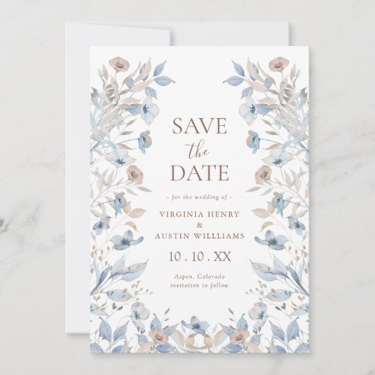 Elegant Boho Floral Save The Date (Vorderseite)