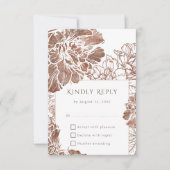 Elegant Boho Floral Terracotta Brown Wedding RSVP Karte (Vorderseite)