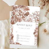 Elegant Boho Floral Terracotta Brown Wedding RSVP Karte