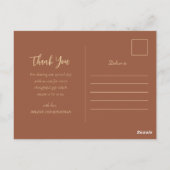 Elegant Boho Floral Terracotta Wedding Vielen Dank Postkarte (Rückseite)