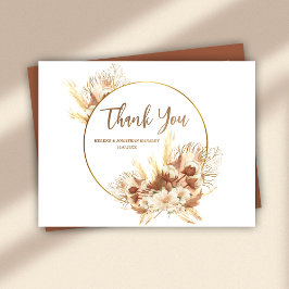 Elegant Boho Floral Terracotta Wedding Vielen Dank Postkarte
