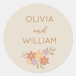 Elegant Boho Floral Wedding Aufkleber