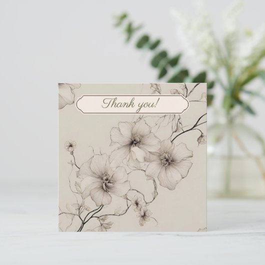 Elegant Boho Floral Wedding Danke-Card Karte (Stehend Vorderseite)