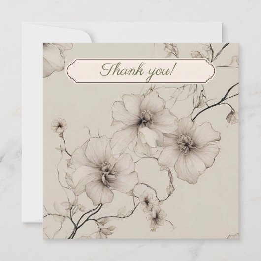 Elegant Boho Floral Wedding Danke-Card Karte (Vorderseite)
