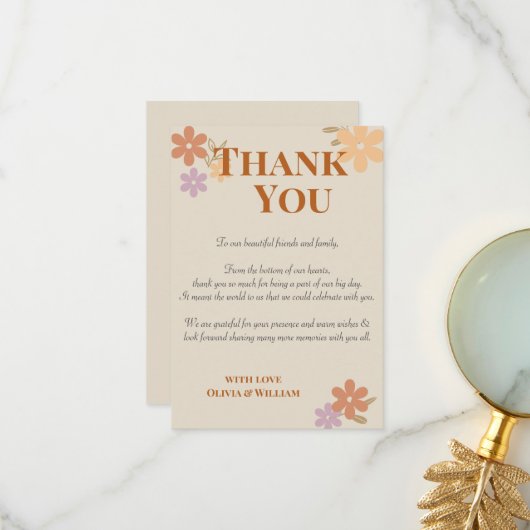 Elegant Boho Floral Wedding Dankeschkarte Dankeskarte (Vorderseite/Rückseite Beispiel)