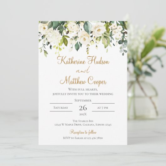 Elegant Boho Floral Wedding Einladung (Stehend Vorderseite)