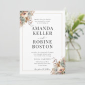 Elegant Boho Floral Wedding Einladung (Stehend Vorderseite)
