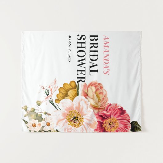 Elegant Boho Floral Wedding Foto Stand Hintergrund Wandteppich (Vorderseite (Horizontal))