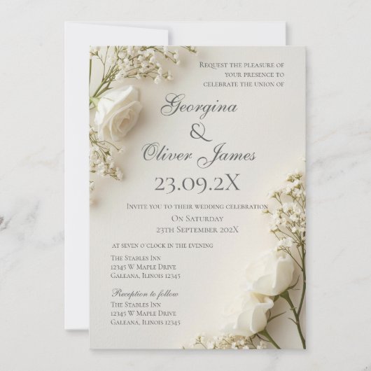 Elegant Boho Floral Wedding Invitation Einladung (Vorderseite)