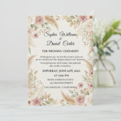 Elegant Boho Floral Wedding Invitation Einladung (Stehend Vorderseite)