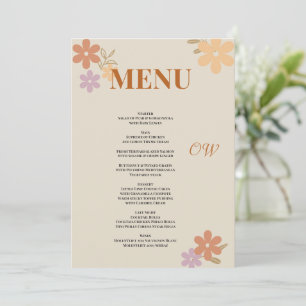 Elegant Boho Floral Wedding Menü Einladung
