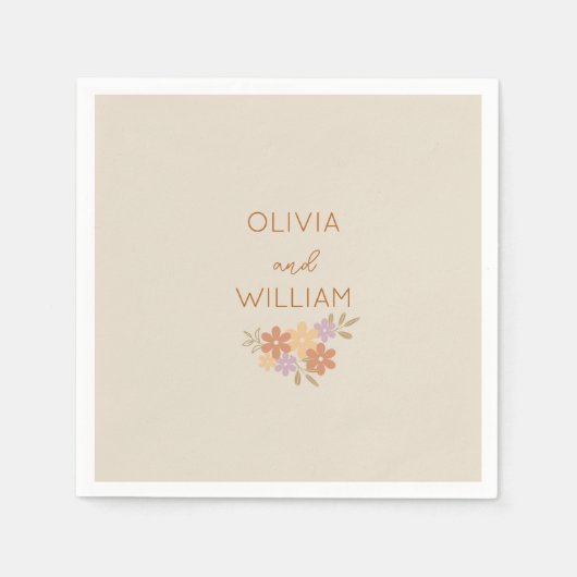 Elegant Boho Floral Wedding Napkins Serviette (Vorderseite)