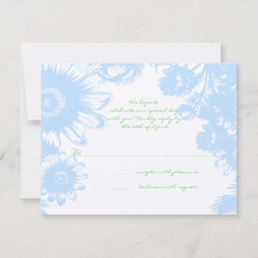 Elegant Boho Floral Wedding Pastel Blue UAWG RSVP Karte (Vorderseite)