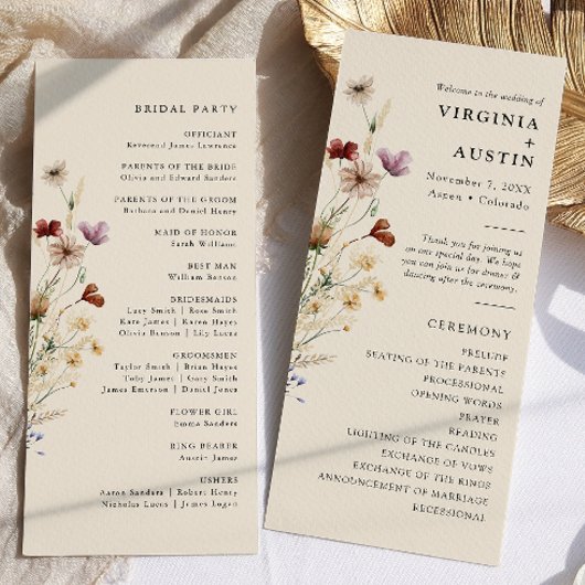 Elegant Boho Floral Wedding Programm