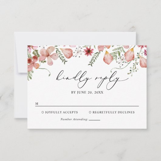 Elegant Boho Floral Wedding RSVP Card (Vorderseite)