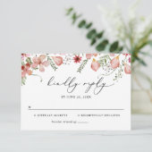 Elegant Boho Floral Wedding RSVP Card Karte (Stehend Vorderseite)