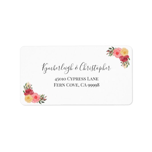 Elegant Boho Floral Wedding RSVP Rücksendeadresse Adressaufkleber (Vorne)