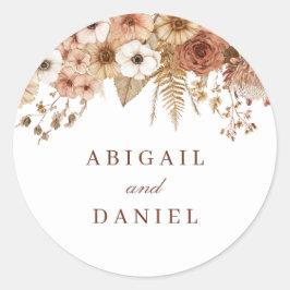 Elegant Boho Floral Wedding Runder Aufkleber